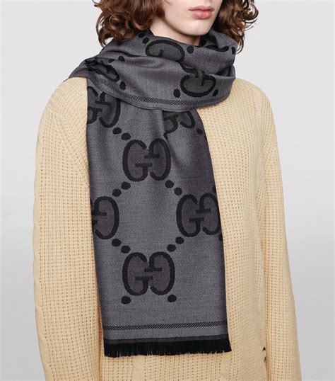 gucci gg scarf grey|gucci wool scarf sale.